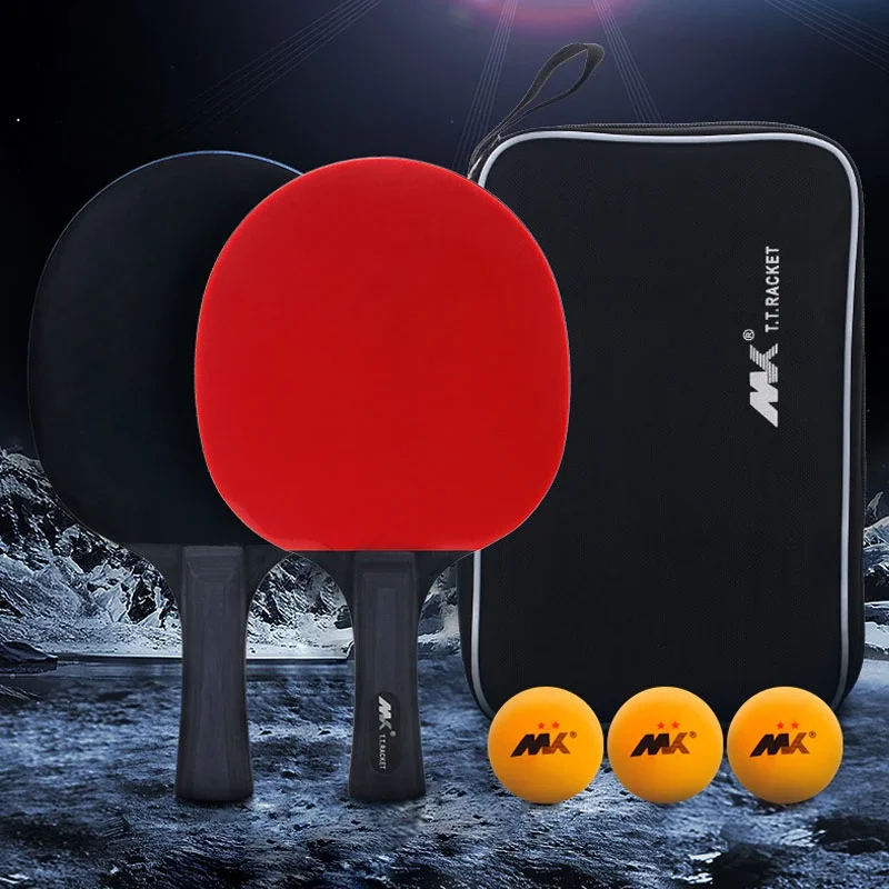 

2Pcs New Upgraded Carbon Table Tennis Racket With 3 Balls Long Short Handle Ping Pong Paddle Racket Set