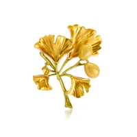 blucome golden ginkgo leaf brooches enamel plant corsage for women girls suit collar clip pins wedding party jewelry gifts