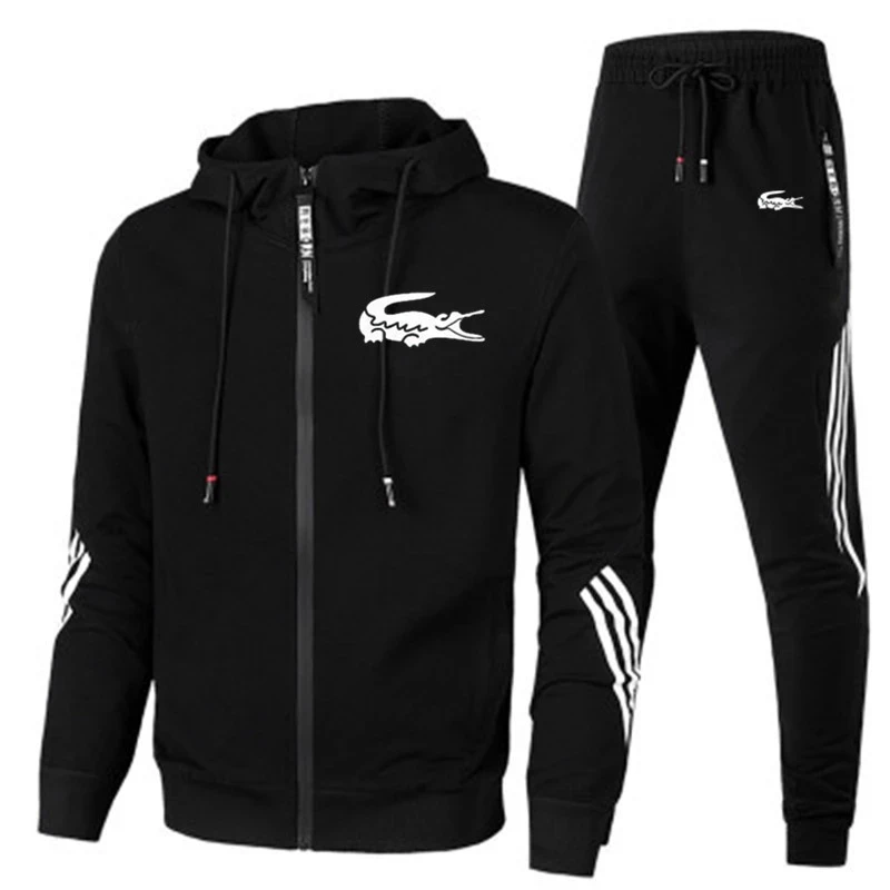 

New men's suit printing hoodie suit fleece zipper sweater casual sports sweatpants men's sportswear track and field sports suit