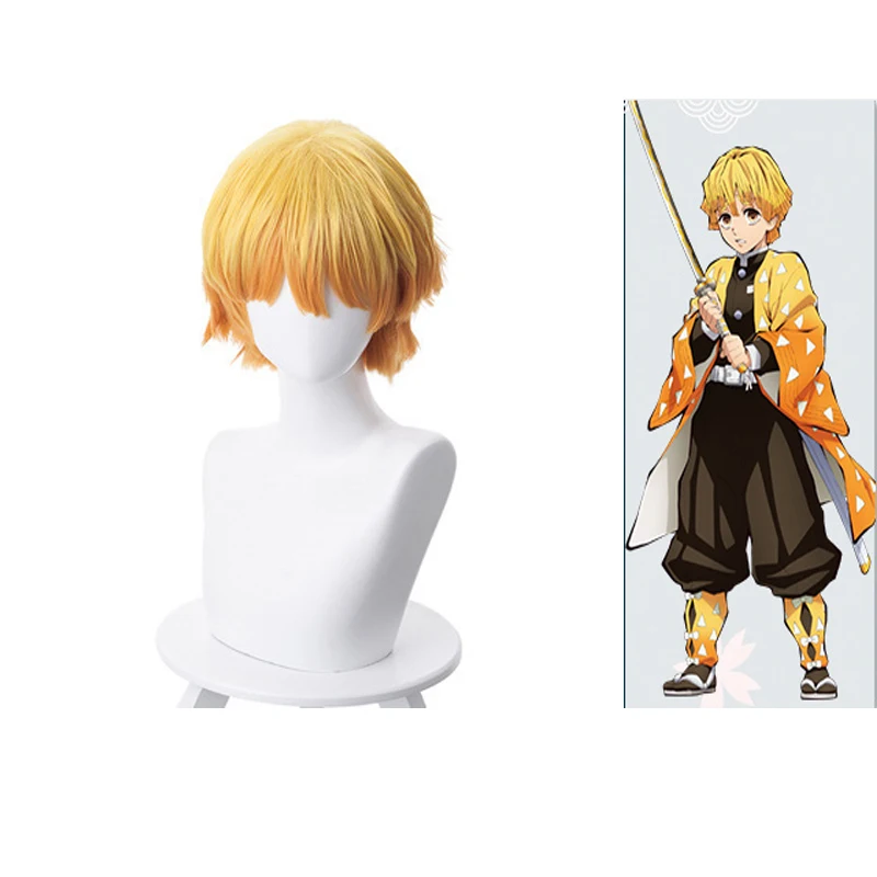 

Agatsuma Zenitsu Kids Costume Children Halloween Party Demon Slayer Kimetsu no Yaiba Cosplay Full Set Clothes Kimono Uniform