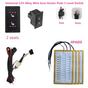 2 seats 4 pads universal alloy wire heated seat heater pads 12v 3 level switch winter warmer seat covers free global shipping