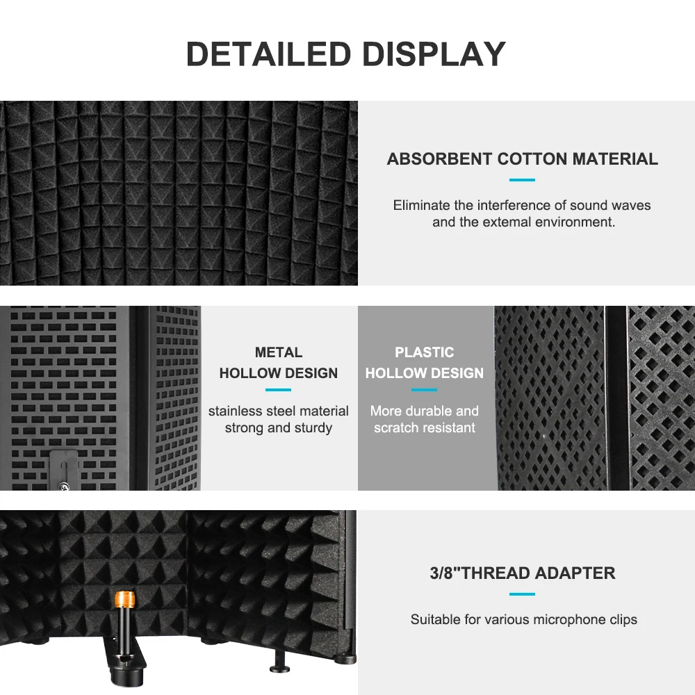microphone isolation shield 3 panel with stand sound proof plate acoustic foams panel foam for studio recording bm800 free global shipping