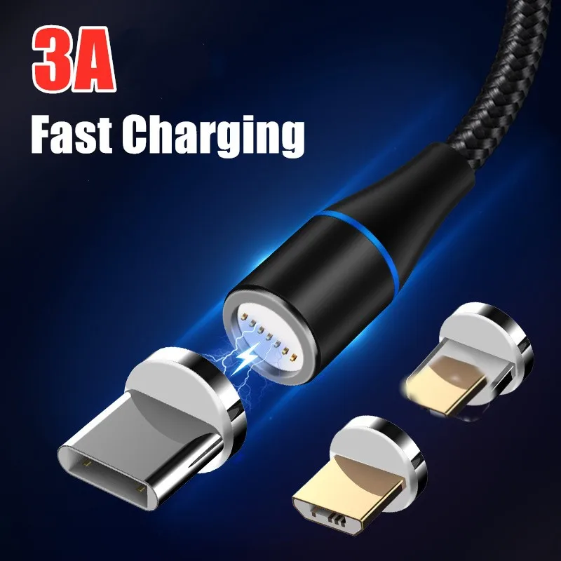 1 м Магнитный кабель Micro USB Type C для iPhone 7 8 Samsung Redmi Быстрая зарядка зарядный шнур