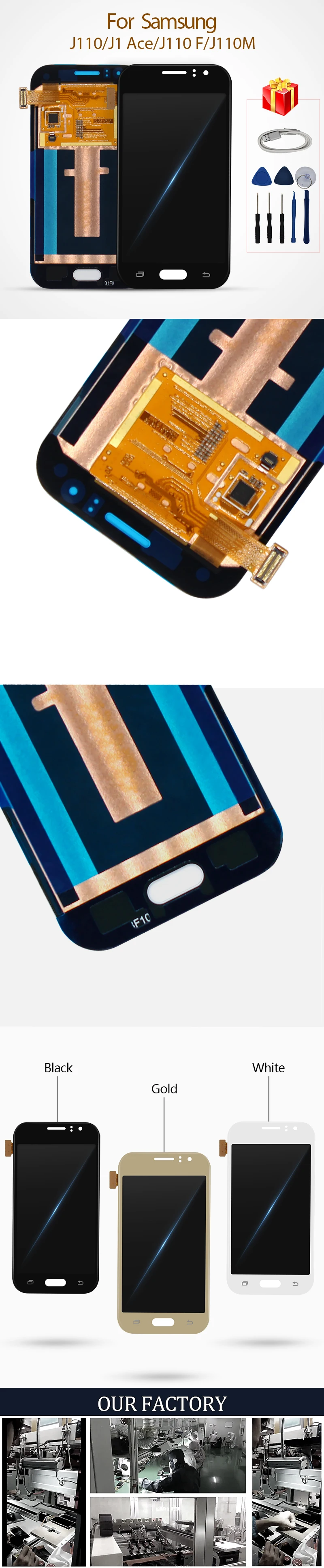 J110 ЖК-дисплей для Samsung Galaxy J1 Ace J110 J110H J110F J110M ЖК-дисплей с сенсорным экраном дигитайзер Запасные части