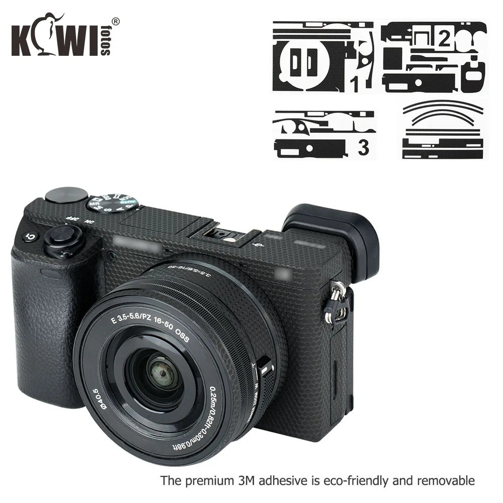 

KIWI Anti-Slide Lens & Lens Hood Skin Film For Sony a6100 a6400 a6300+ 16-50mm lens 3M Sticker Cameras Protection Matrix Black