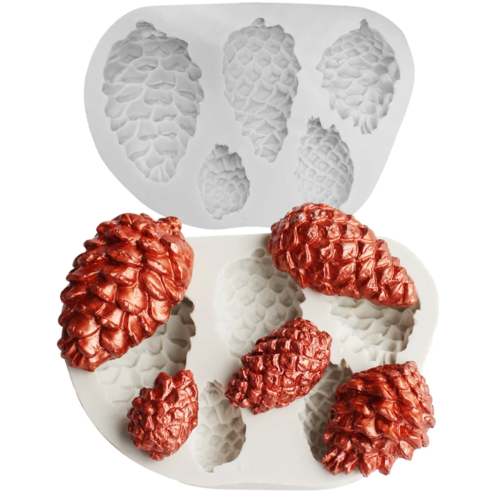 

2 Pc Chocolate Candy Soap Baking Pine Cones Silicone Mold Pine Cone Silicone Tray Mold for Fondant Muffin Ice Decoration
