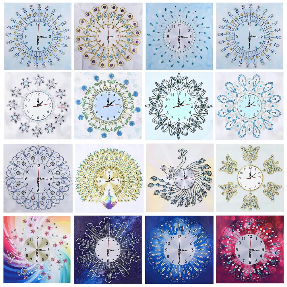 Christmas Decorations For Home Hot DIY Full Diamond Painting Flower Wall Clock Special Shaped Embroidery Clocks | Дом и сад