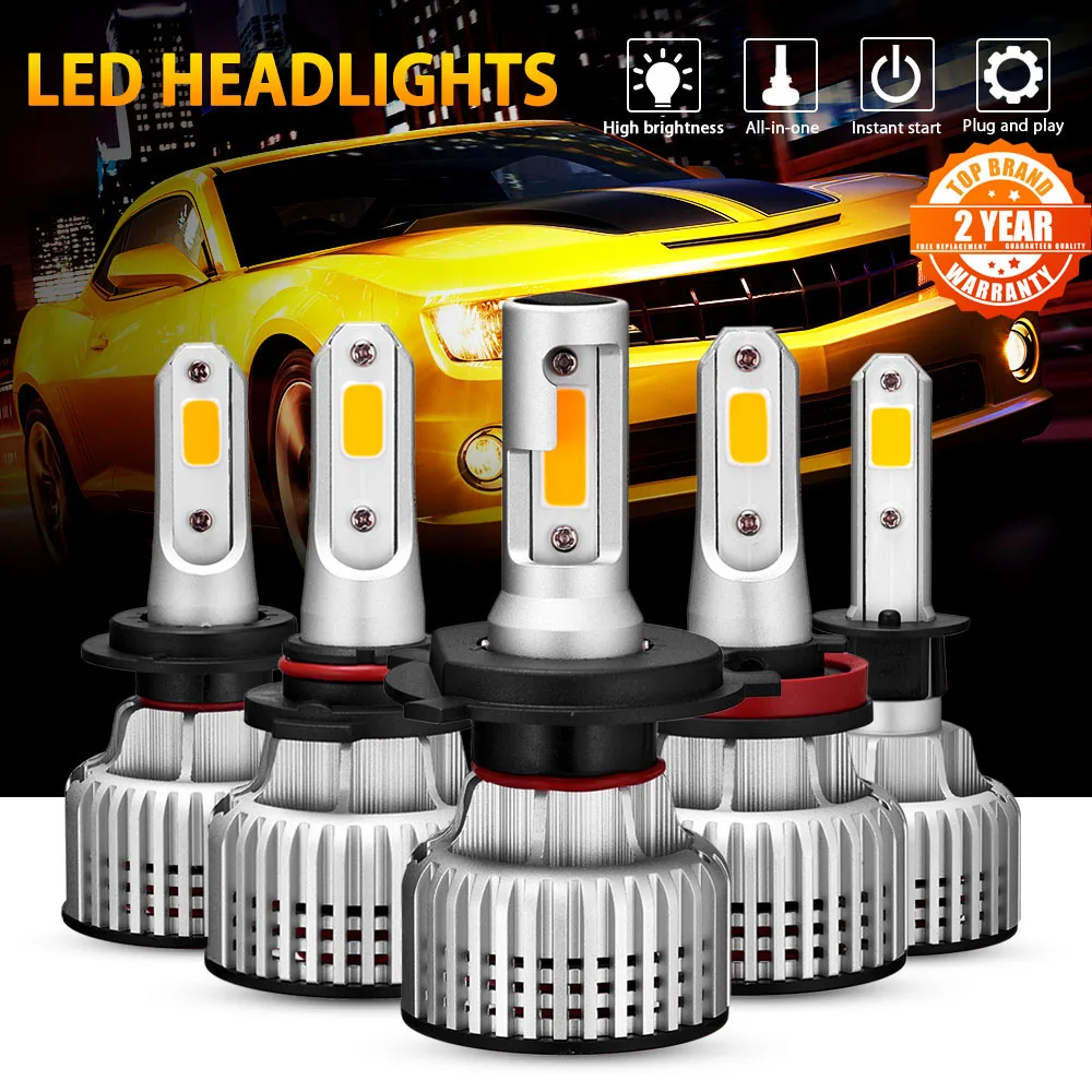 

NOVSIGHT H11 Led Fog Lights Bulbs H1 H8 H9 H3 H4 H7 Car Accessories 3000K Yellow 72W 10000LM Mini Size Design Car Fog Lamp