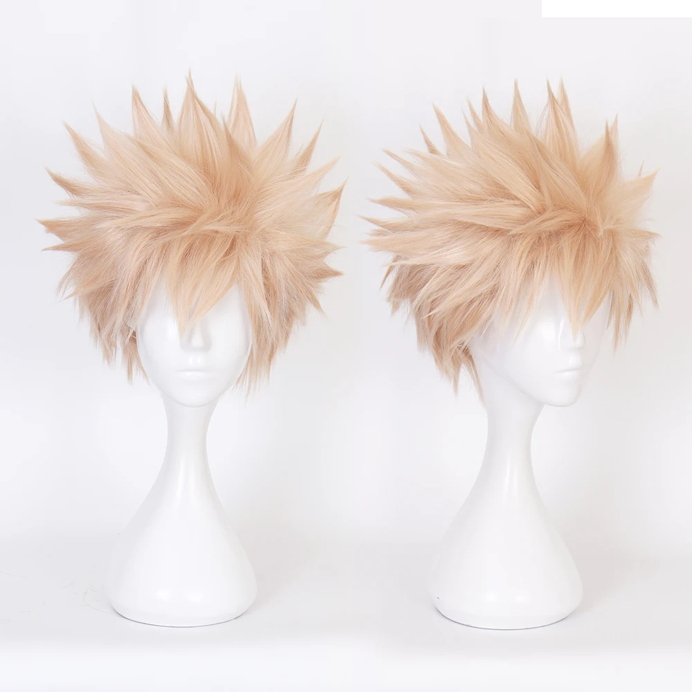

Anime My Hero Academia Baku No Hero Bakugou Katsuki Bakugo Short Linen Blonde Heat Resistant Cosplay Costume Wig
