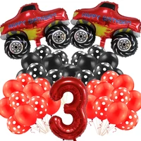 22pcs blaze monsters machines balloon bouquet set number balloon party decoration boys birthday racing car disposable tableware