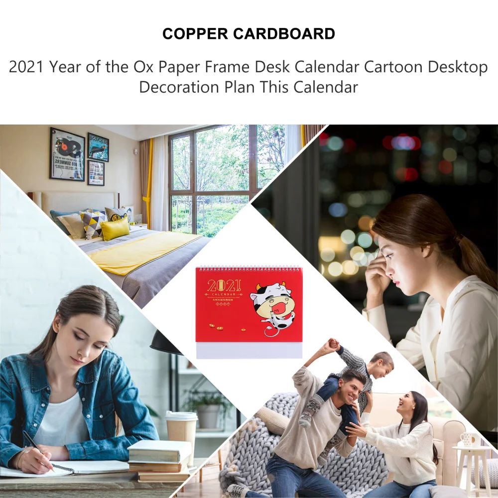 

1pc 2021 Calendar The Year of Ox Table Calendar Coil Calendar Office Supplies