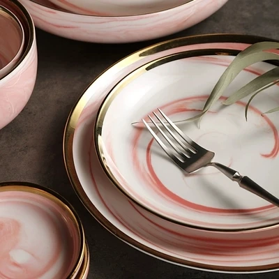 Скандинавская розовая мраморная керамическая плитка домашняя Западная еда