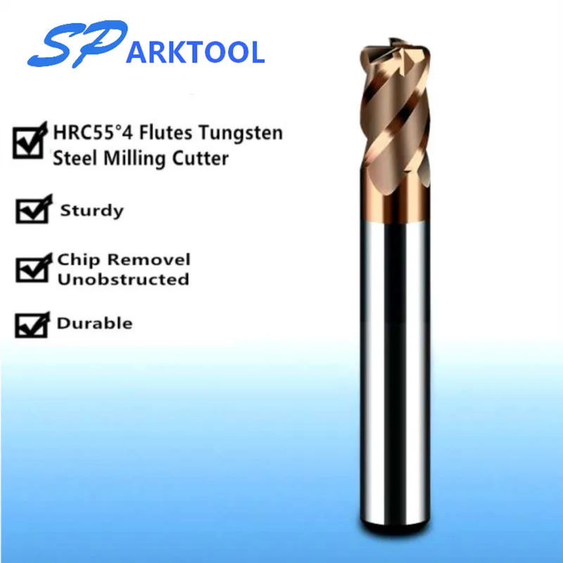 HRC55 Для закругления уголков карбида Концевую Фрезу сплав покрытие Вольфрам Сталь