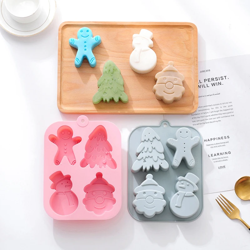 

1PC Silicone Cake Mold Christmas Theme Christmas Tree Old Man Shape Fondant Cookie Mould DIY Baking Soap Tray Cake Decoration