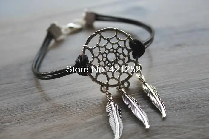 

20 шт., регулируемый кожаный браслет в виде пера