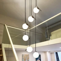 stair long pendant light simple modern villa nordic living room creative personality restaurant glass ball pendants lights e27