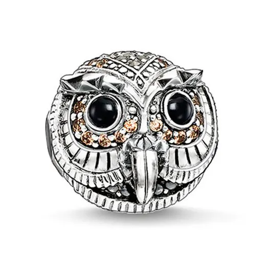 Owl Лиса, сова, змея, стрекоза, Орел, Скорпион, бисер, 925 пробы, серебро, сделай сам, бисерный браслет, ожерелье, ювелирные аксессуары, CZ, животный Шарм - Цвет: Owl