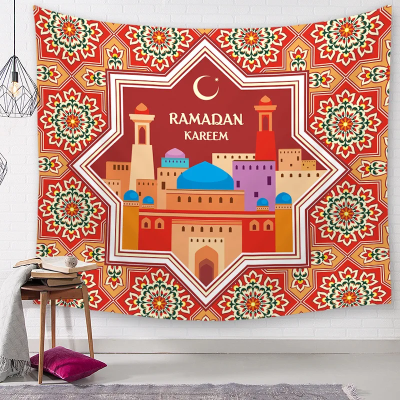 

Ramada Wall Tapestry Large Wall Blanket Desert Camel Mosque Crescent Wall Carpet Festival Home Decor