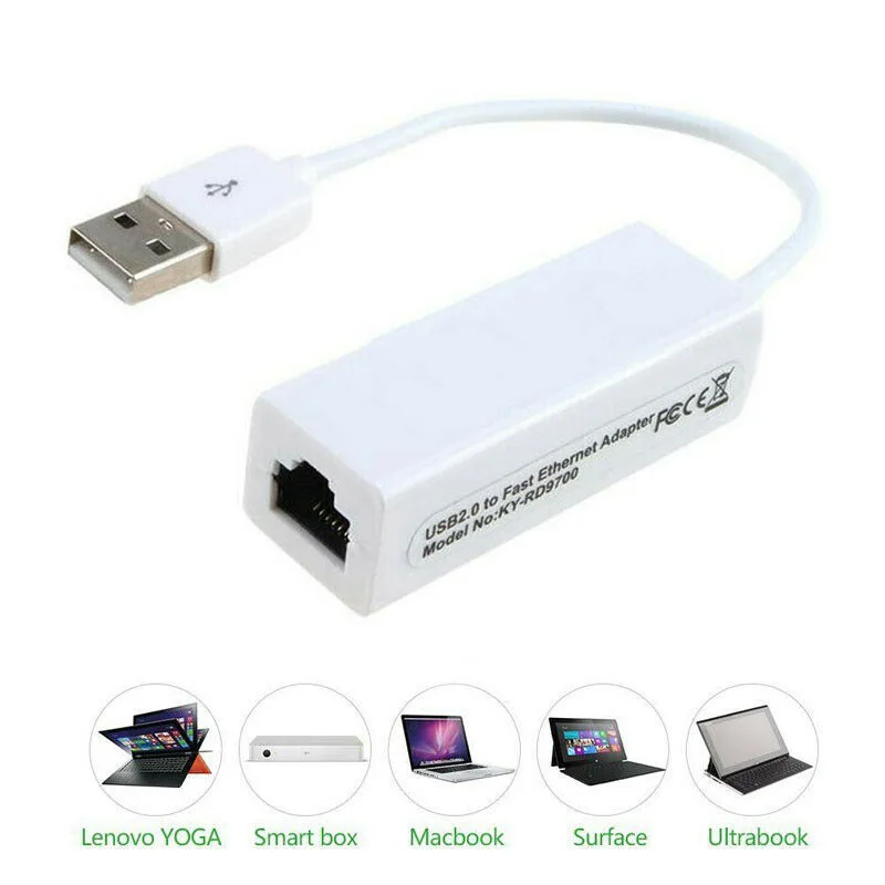 

Ethernet RJ45 To USB2.0 10/100Mbps Network LAN Adapter Card Cable-Dongle