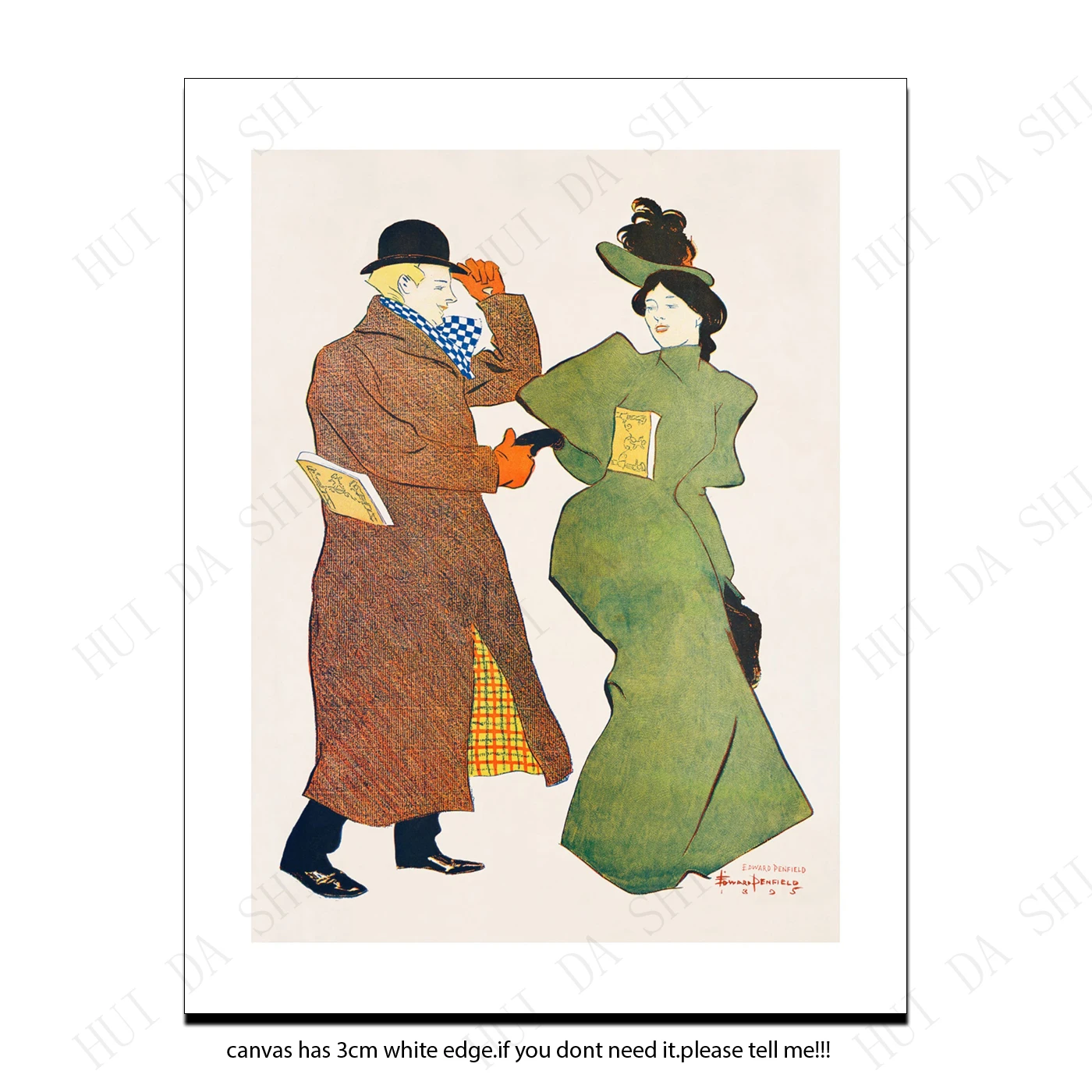 Art Nouveau vintage poster print - Man and woman shaking hands (1895) by Edward Penfield. | Painting &amp Calligraphy