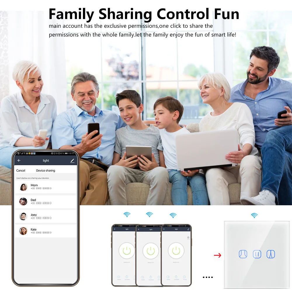 

SMATRUL Tuya DIY US WiFi Touch Curtain Switch Blind Roller Shutter Electric Motor Wall Glass Smart Life App Google Home Alexa