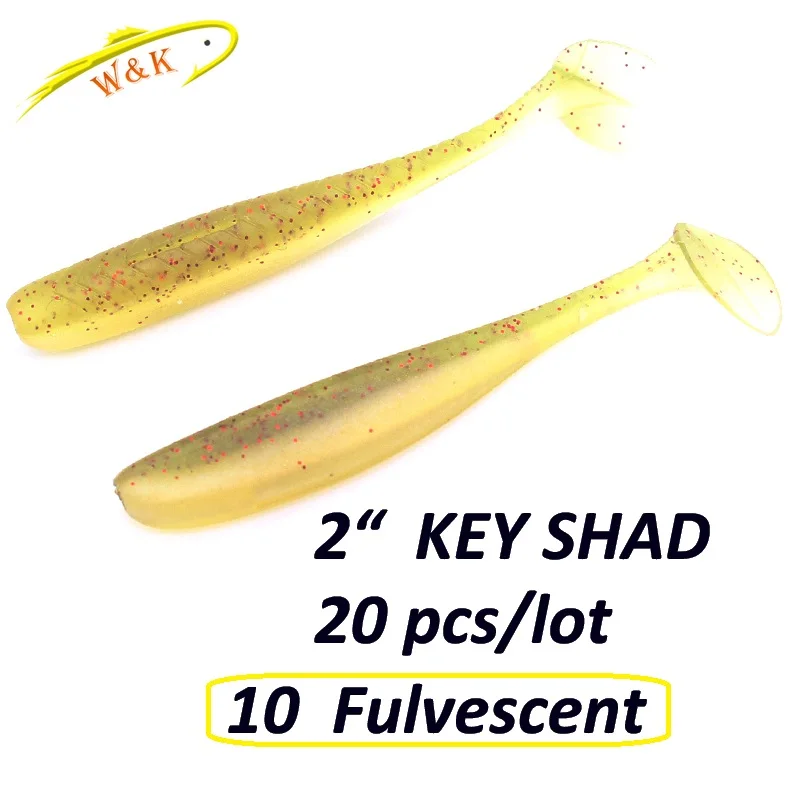 Fulvescent 05 Малый Swimbait " T-Tail Shad 20 шт./лот рыболовные приманки с солью и ароматом мягкие приманки тонущие шэд гольян ледяные рыболовные приманки - Цвет: Fulvescent 05