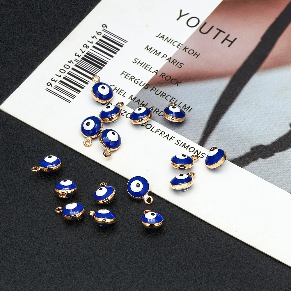 

30pcs/lot LUCKY EYE turkey evil eye gold /silver Color tone charms connectors beads for diy bracelet bangle jewelry accessories