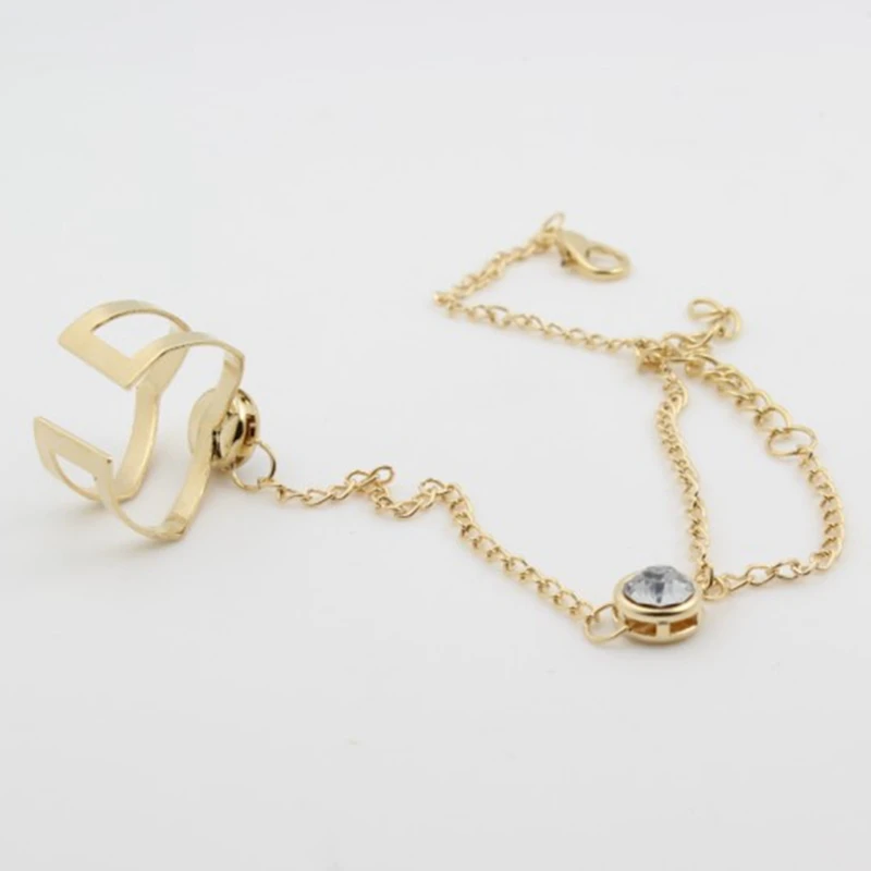 

Women Fashion Heart Finger Ring Bracelet Fashion Personality Match Simple Fashion Lady Love Gold Bracelet