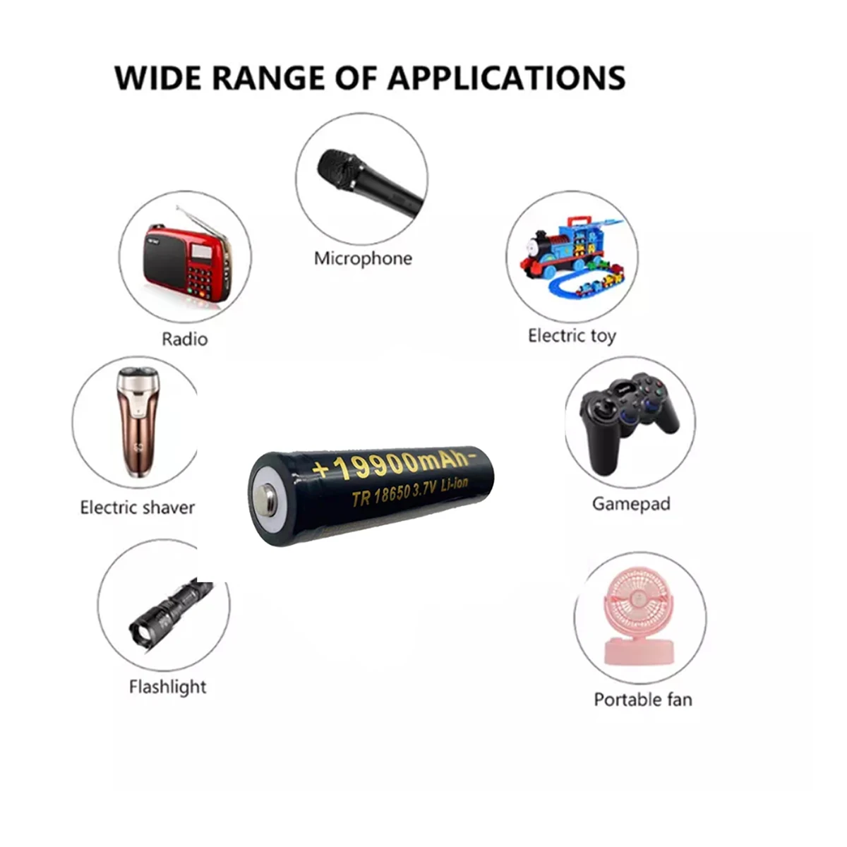 100% Новая 3,7 В 18650 Батарея 19900 МАЧ Литий-ионная Перезаряжаемая Для LED Фонаря или Электронных Устройств Батарея