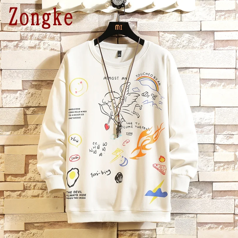 

Zongke Harajuku Sweatshirt Men Clothing Japanese Streetwear Mens Clothes Hip Hop Pullover Men Sweatshirts Tops M-3XL 2021