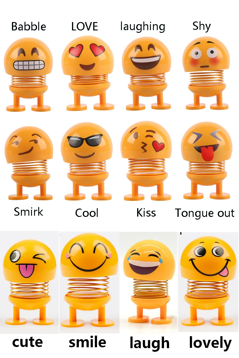 

15pcs Facial Expression Ornaments Bobblehead Nod Dolls Cute Cartoon Funny Wobble Head Robot Lovely Car Dashboard Decoration
