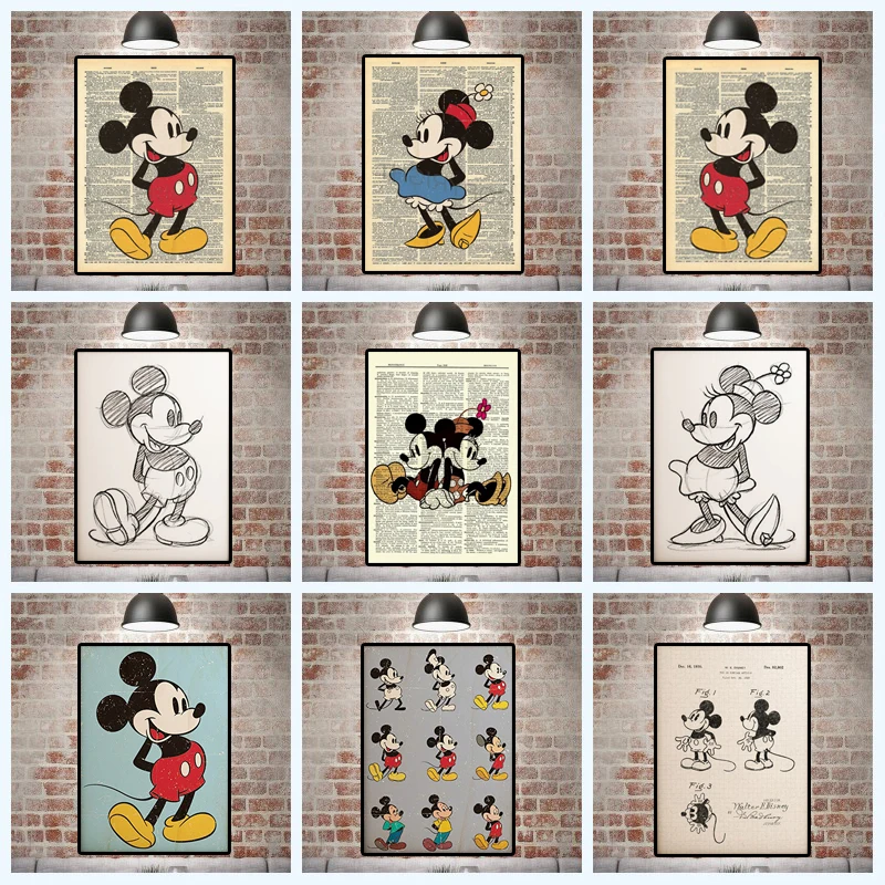 

Retro Cartoon Mickey Mouse Poster Disney Donald Duck Newspapers Canvas Painting Prints Wall Art Picture for Room Decor Cusdros