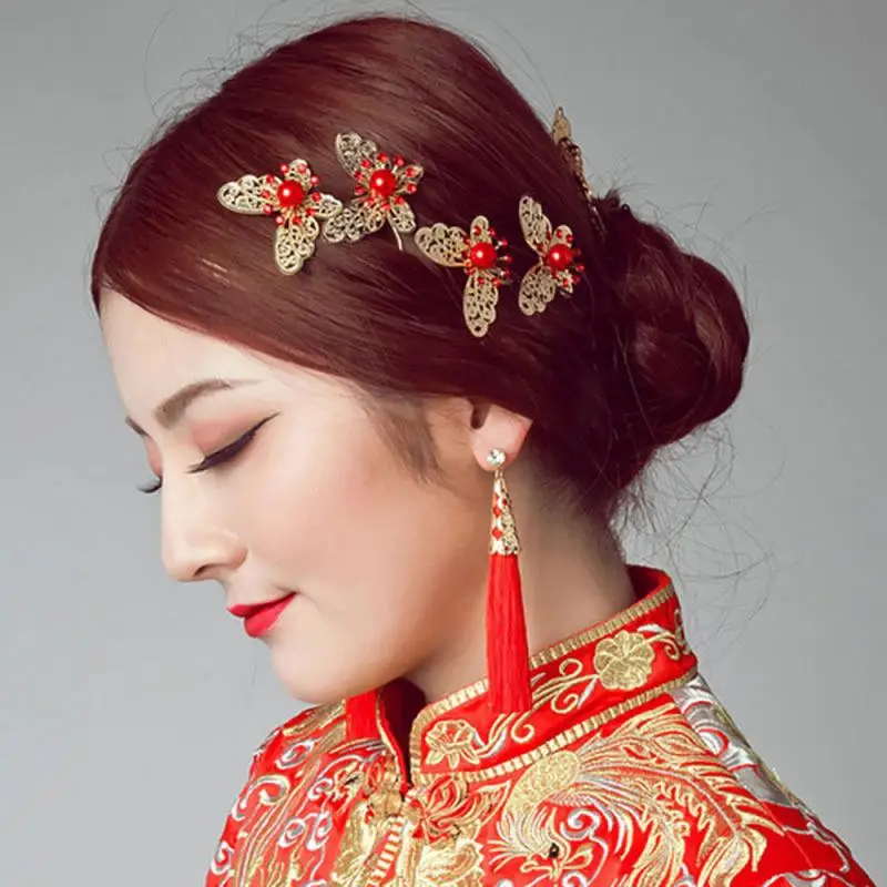 Китайская заколка для волос в стиле ретро с бабочкой невесты свадебное платье