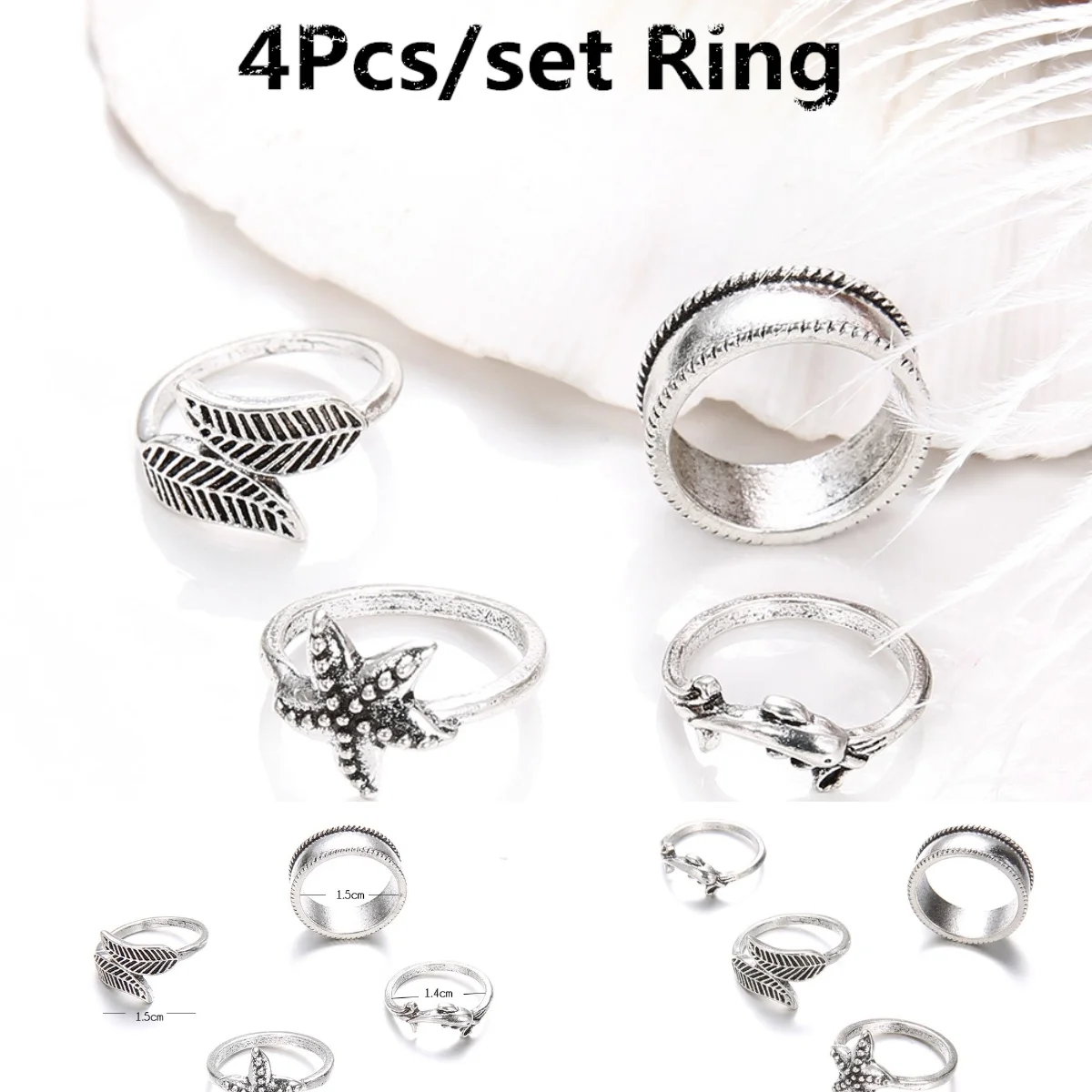 Набор винтажных колец в стиле ретро 4 шт./компл.|Кольца| |