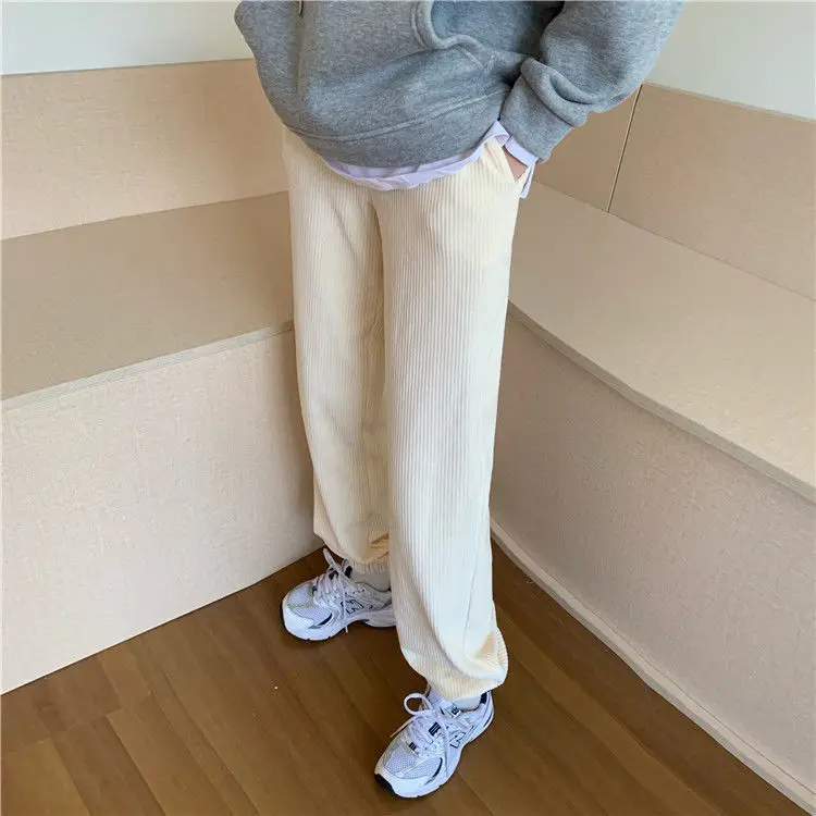 

Top Women's Pants Traf Y2kcorduroy Sports Pants 2020 New Loose Leggings Straight High Waist Casual Pants for Women Pant Style