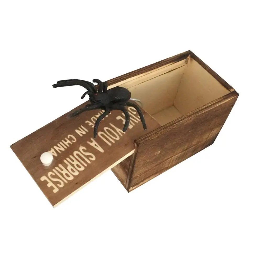 April Fool's Day gift Wooden Prank Trick Practical Joke Home Office Scare Toy Box Gag Spider Mouse Kids Funny Gift @A | Игрушки и