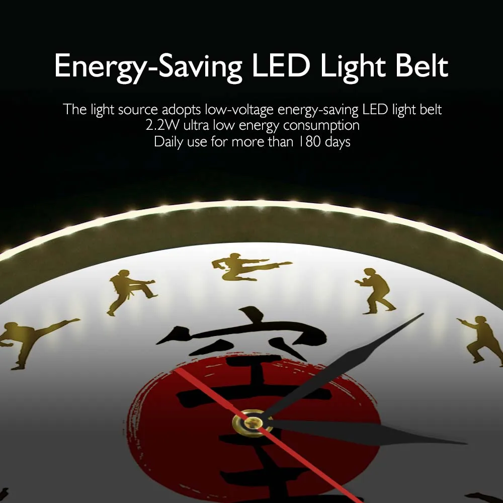 Настенные часы Fistfight с металлической рамкой светодиодсветодиодный силуэты