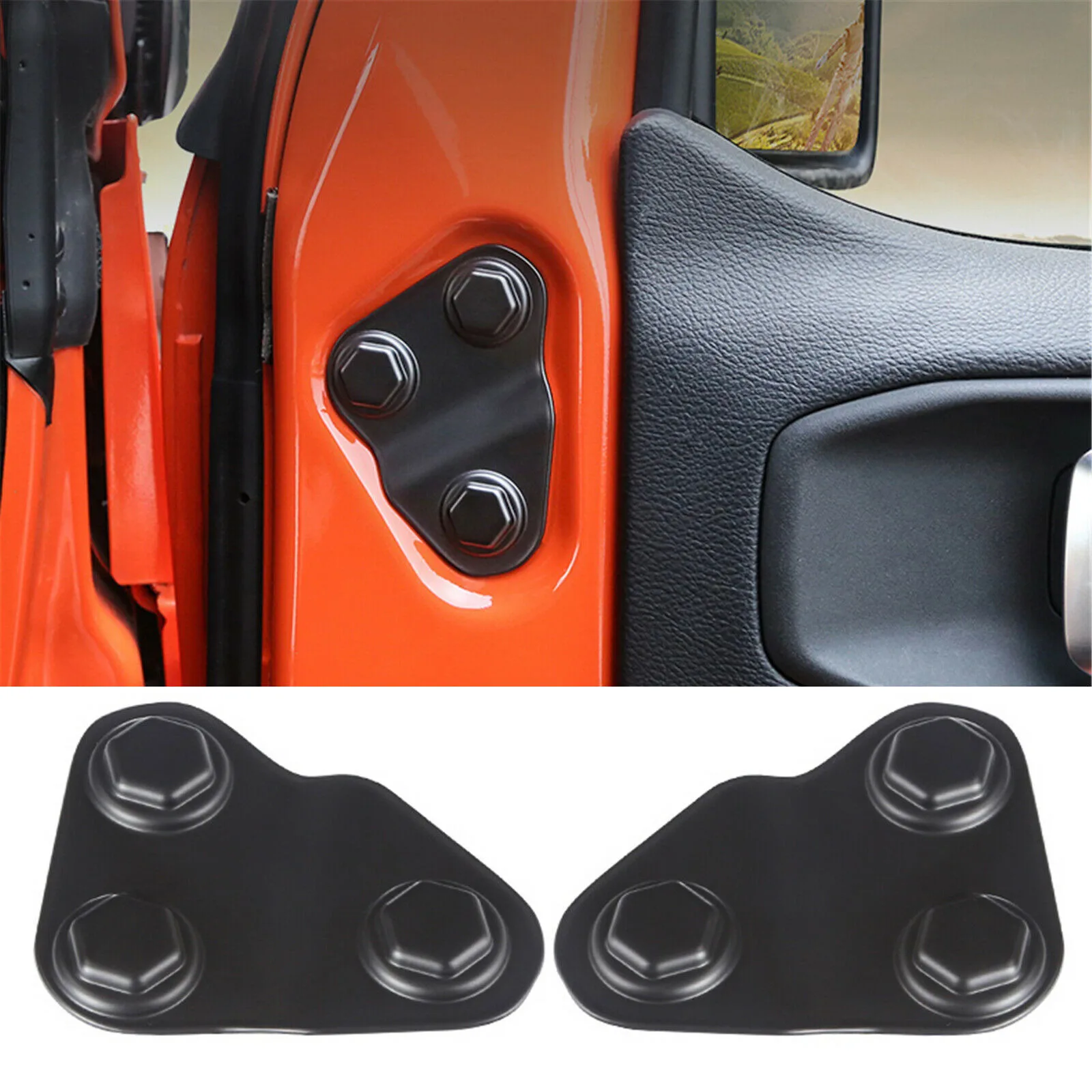 

1SET(2pcs) Cover Door Screw Protector Black Car Parts Replacement Trim