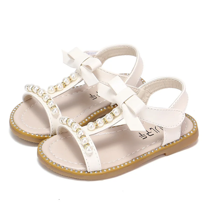 Сандалии для девочек Новинка лета 2019 корейские сандалии принцессы с жемчугом