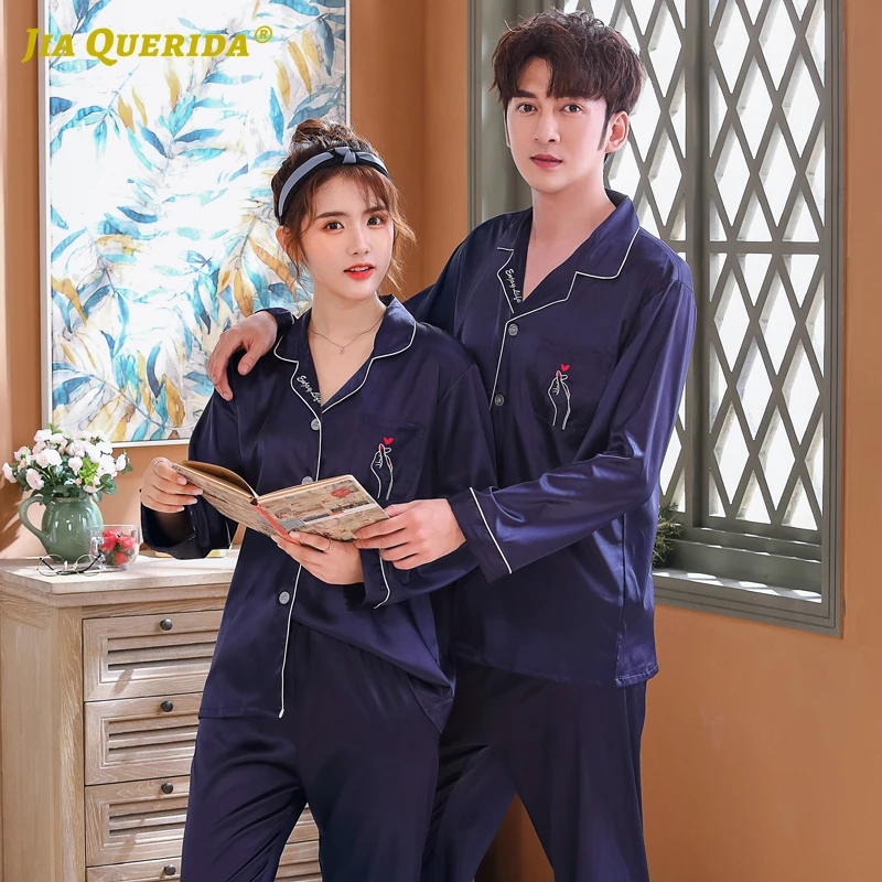 Мужская и женская новая весенняя одежда для сна из искусственного шелка домашний