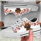 FORUDESIGNS милые животные Собака Такса цветочный модный дизайн женские кроссовки повседневные низкие стильные холщовые прогулочные туфли Mujer