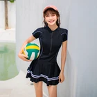 Женский слитный купальный костюм 2021 года, Сексуальная Спортивная пляжная одежда на молнии с короткими рукавами, костюмы для серфинга, купальник