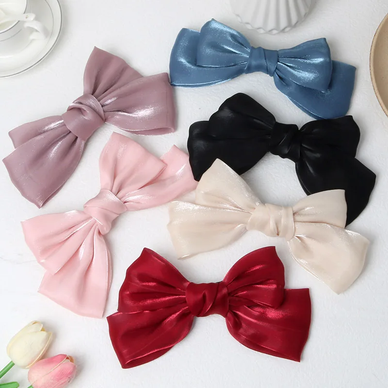 

6 Piece Oversized Bow Hair Clips Hair Pins Solid Color Hair Grips Barrettes Hair Wear Street Hairclip Hairpins Hair Accessories
