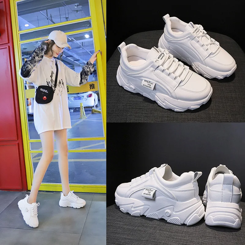 

Wild Dad Shoes Female Spring New Korean Version of the Sneakers Women Breathable Increased Thick Platform Shoes Female