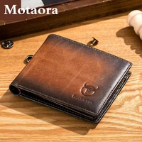 motaora mens vintage wallet 2022 new genuine leather short wallets rfid male card holder multi layer casual coin purse for men