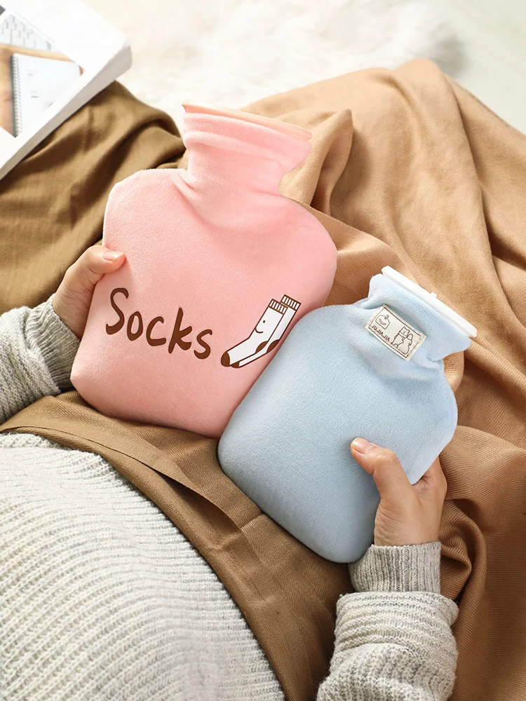

Hot Water Bag Water Injection Women's Large Suede Hot Compress Warm Belly Hand Warmer Removable and Washable Explosion-Proof
