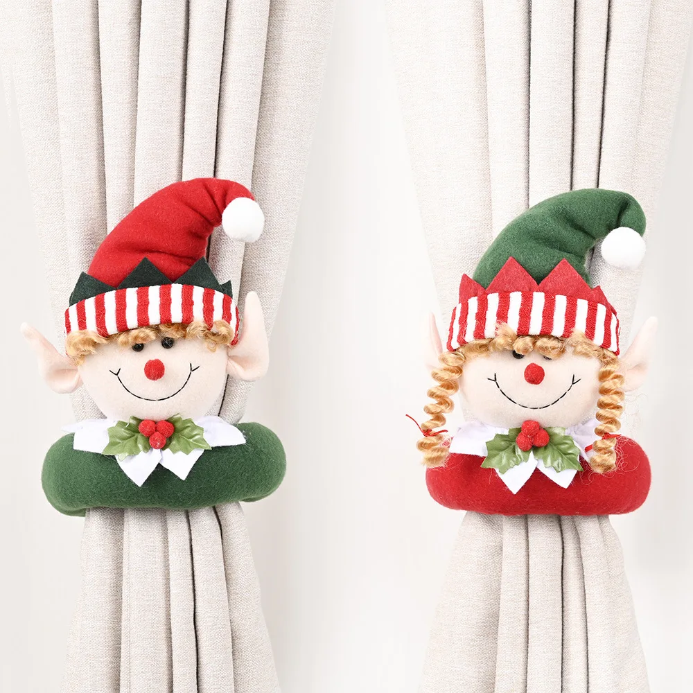 

Christmas Elf Curtain Buckle 2021 Christmas Home Decoration New Year Curtain Ornaments Cute