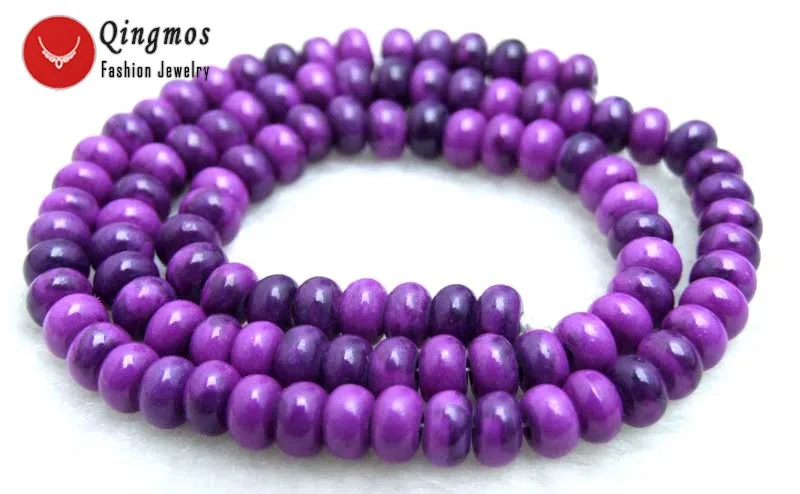 

Qingmos 4*6mm Rondelle Natural Purple Sugilite Stone Beads for Jewelry Making DIY Necklace Bracelet Earring Loose Strand 15''