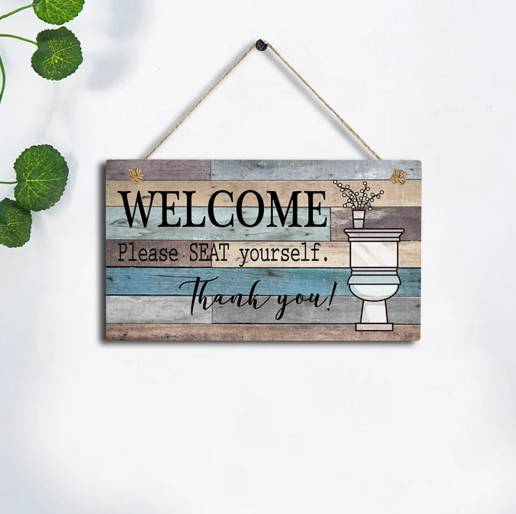 

Funny Bathroom Wall Decor Sign, Farmhouse Rustic Bathroom Decorations Wall Art , Wood Plaque