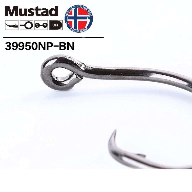 Mustad норвежского происхождения рыболовный крючок из высокоуглеродистой стали большого размера круглые рыбные крючки, 4/0, 6/0, 8/0/10/0,12/0, 39950NP-BN
